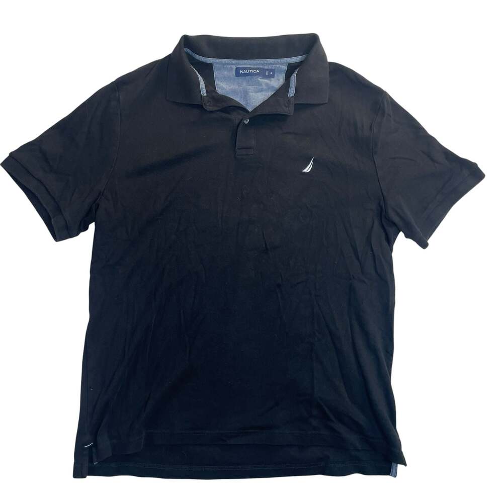 Nautica Black Short Sleeve Polo Shirt Men’s XL Classic Logo